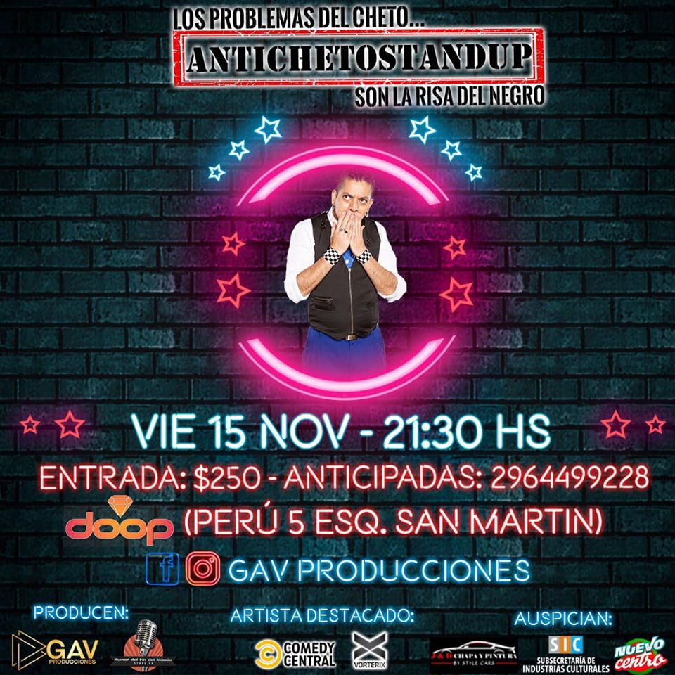 “El Negro” Albornoz presenta su show “Anticheto Stand Up” en Río Grande