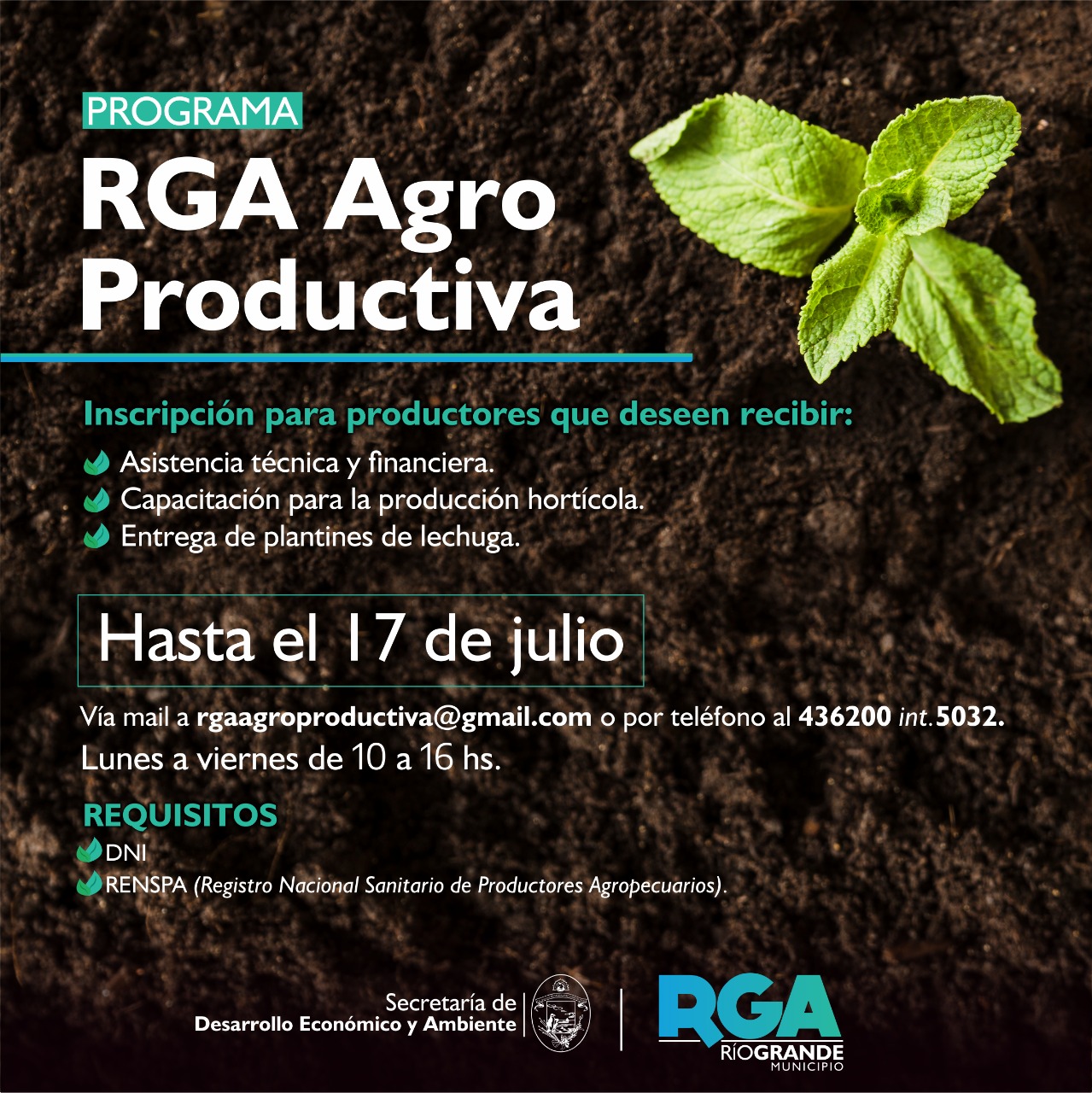 Se prorroga la inscripción para ser parte de “RGA Agro Productiva”