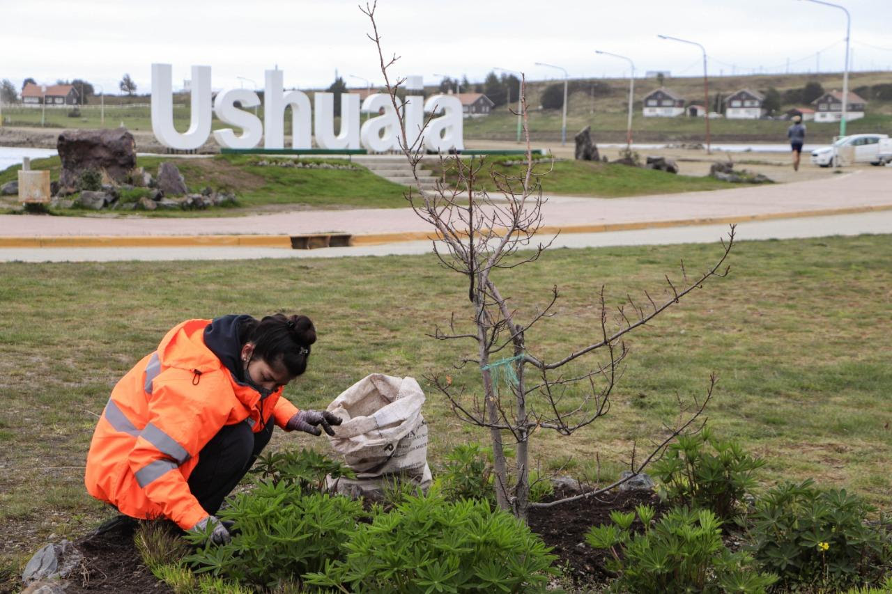 El Municipio de Ushuaia trabajó en  el mantenimiento de espacios verdes