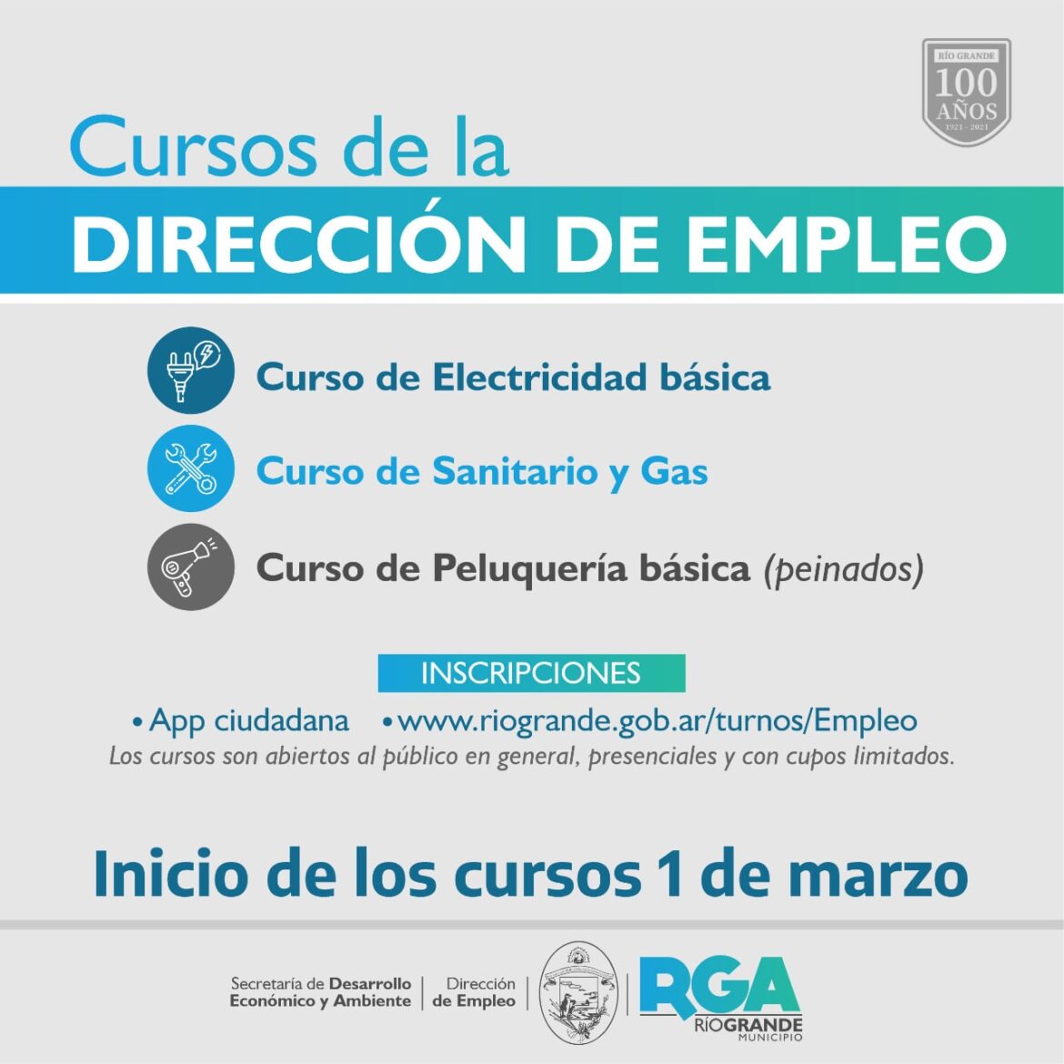 Inscripciones abiertas para los cursos de la dirección de empleo