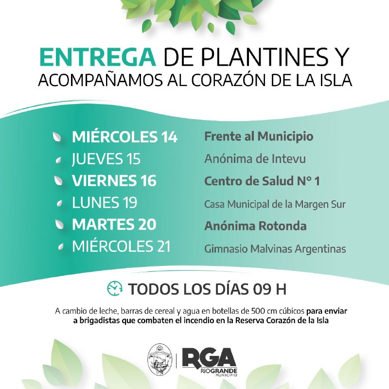 El Municipio de Río Grande entrega plantines a cambio de ayuda para el Corazón de la Isla