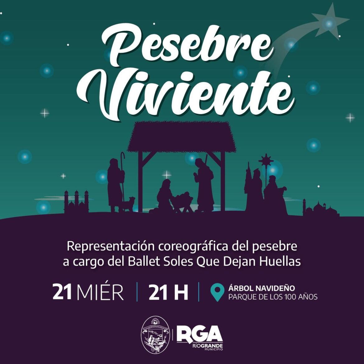 Esta noche el Parque de los 100 Años recibirá el pesebre viviente a cargo del ballet “Soles que Dejan Huellas”