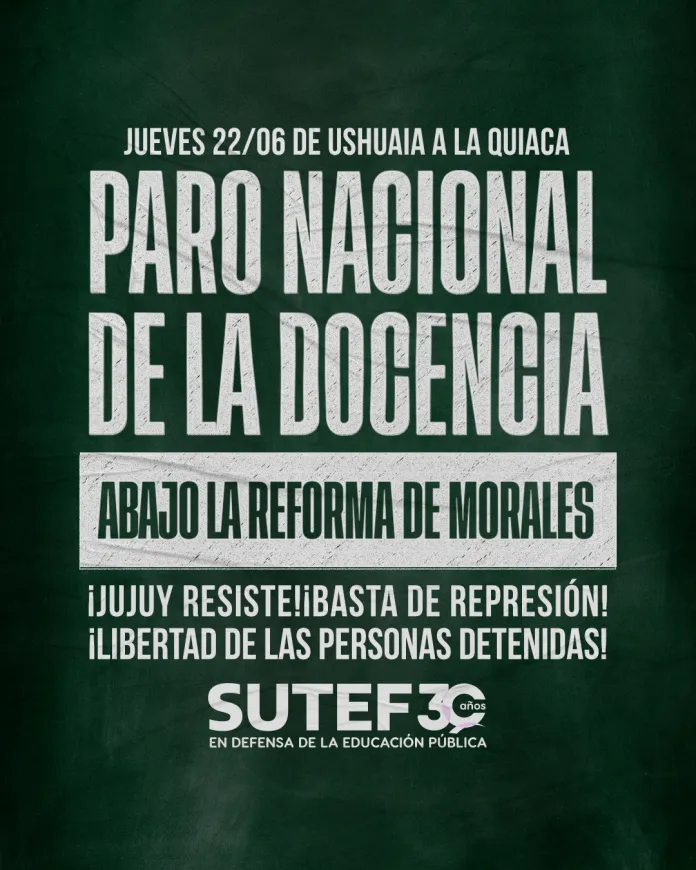 Docentes de Tierra del Fuego pararán este jueves en solidaridad con el pueblo jujeño