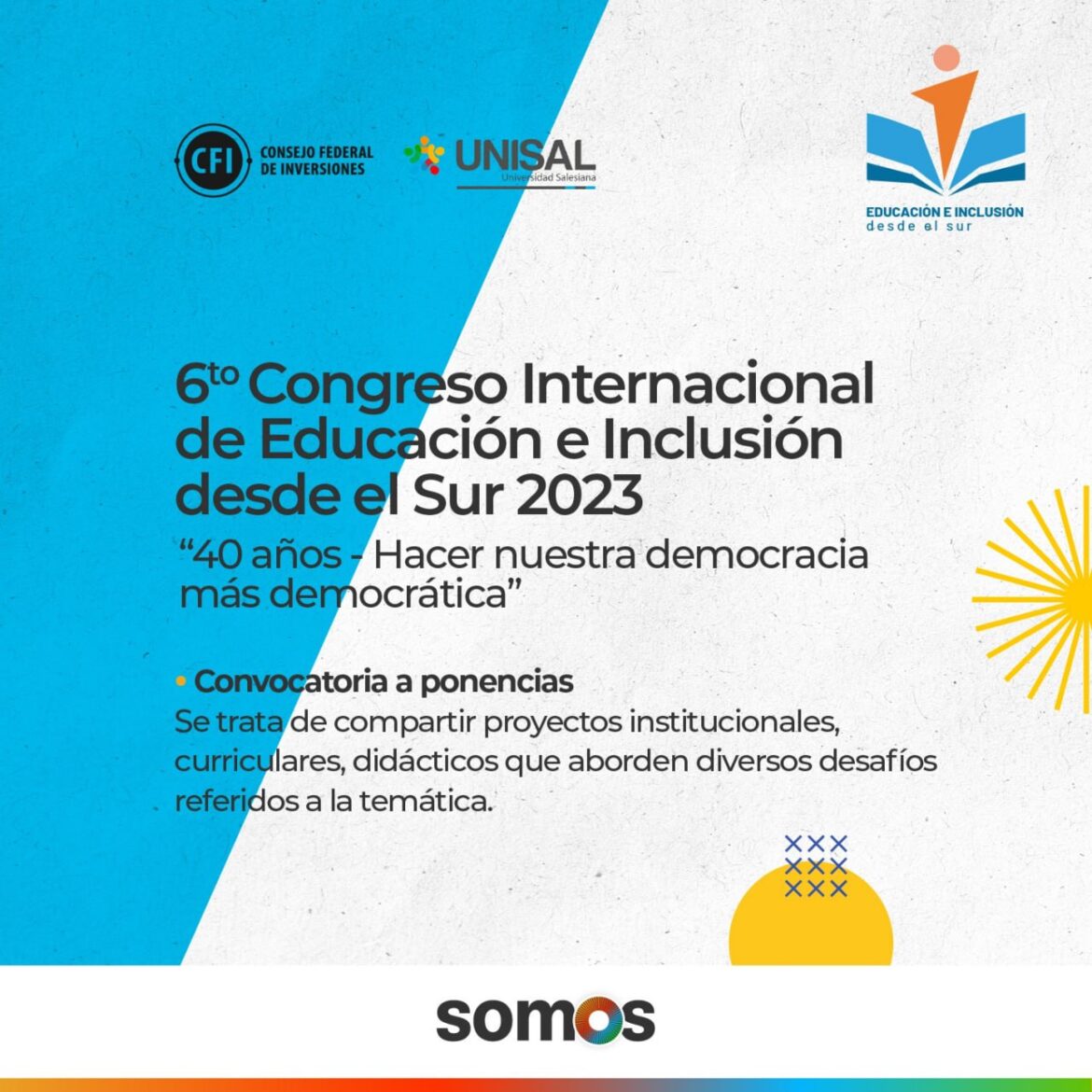6° Congreso Internacional de Educación e Inclusión desde el Sur 2023 a presentar sus ponencias hasta el 31 de julio