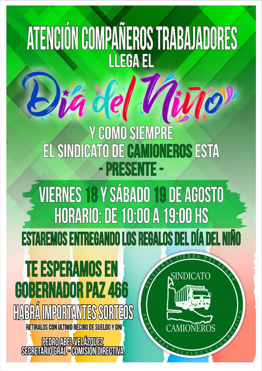 Camioneros invita a sus afiliados a recibir los regalos para sus niños y niñas