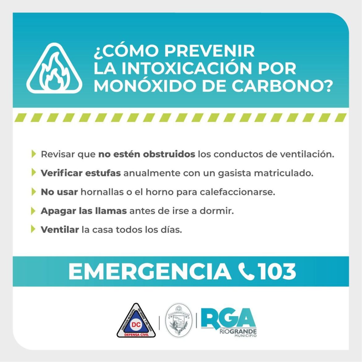 RECOMENDACIONES PARA PREVENIR INCIDENTES CON MONÓXIDO DE CARBONO