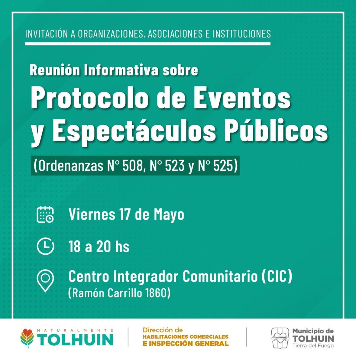 Se realizará una reunión sobre protocolo para eventos y espectáculos