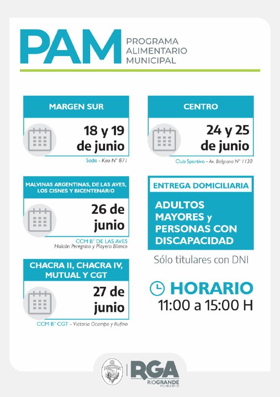 El próximo martes comienza la entrega de módulos alimentarios