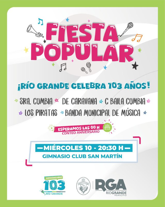 Río Grande se prepara para la gran fiesta popular por sus 103 años