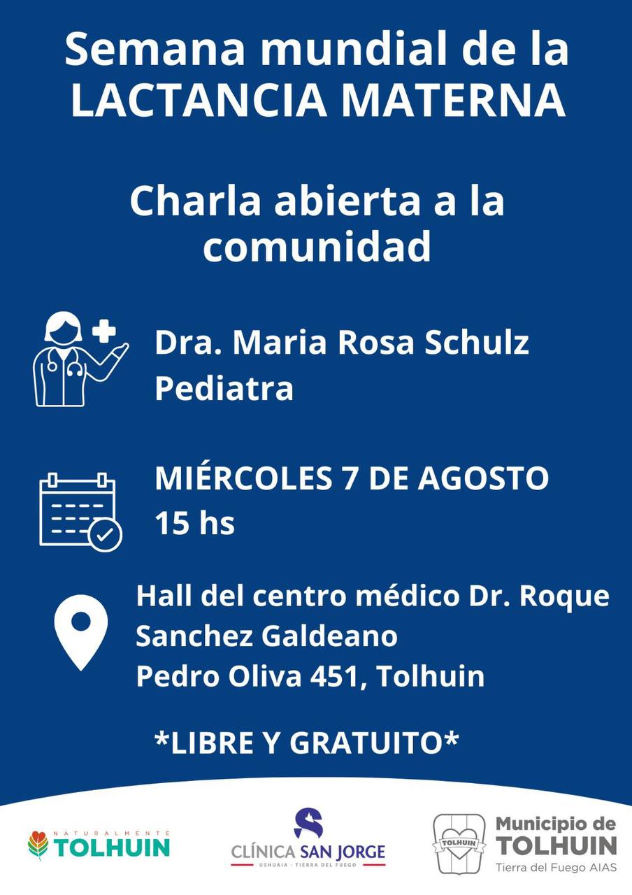 Habrá una charla abierta en Tolhuin por la Semana Mundial de la Lactancia