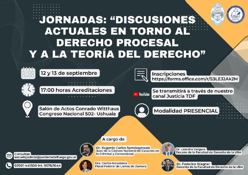 Realizarán las jornadas “Discusiones actuales en torno al Derecho Procesal y a la Teoría del Derecho”  