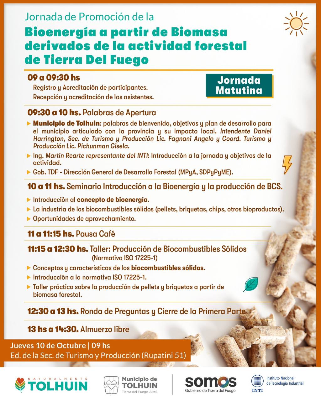 Tolhuin se prepara para la Jornada de Promoción de la Bioenergía a partir de Biomasa