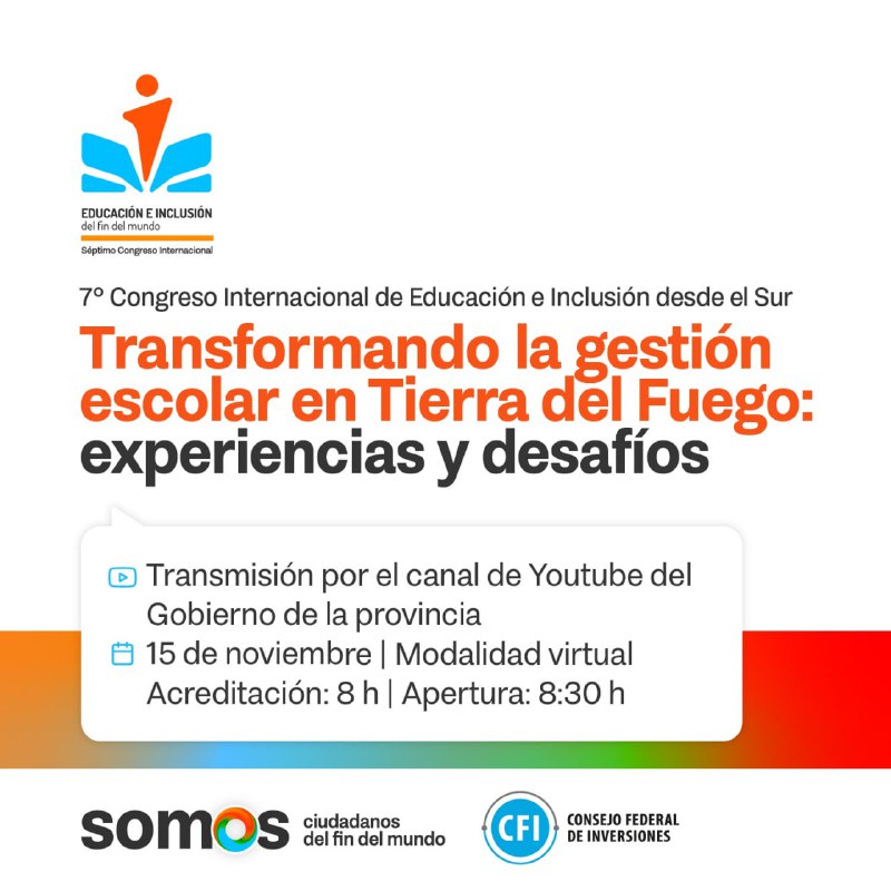 El 15 de noviembre se realizará el 7° Congreso Internacional De Educación E Inclusión Desde El Sur