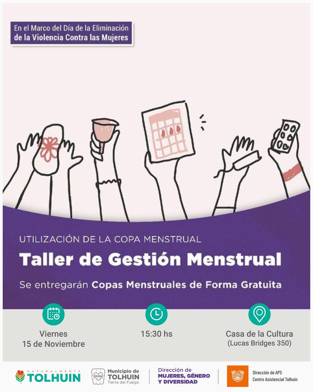 Taller de gestión menstrual con entrega gratuita de copas menstruales en Tolhuin