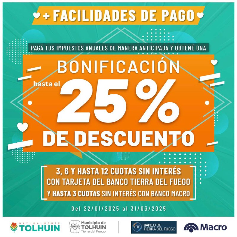 El Municipio de Tolhuin suma facilidades de pago para los impuestos anuales