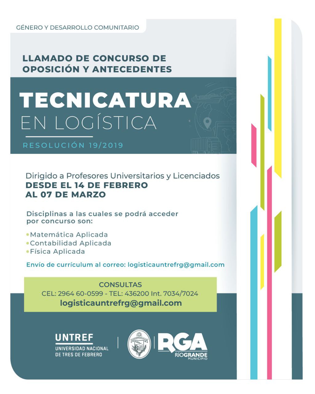 CONTINÚA EL CONCURSO DOCENTE PARA LA TECNICATURA EN LOGÍSTICA DE LA UNTREF