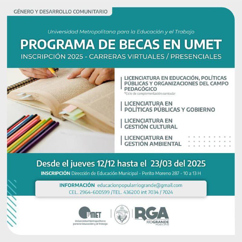 BECAS UMET: ACCEDÉ A CARRERAS VIRTUALES CON EL ACOMPAÑAMIENTO DEL MUNICIPIO