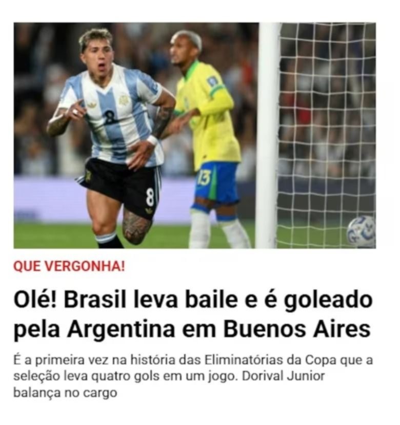 «Humillación en el Monumental: Argentina aplasta a Brasil en un histórico 4-1 y desata una ola de críticas en el país vecino»