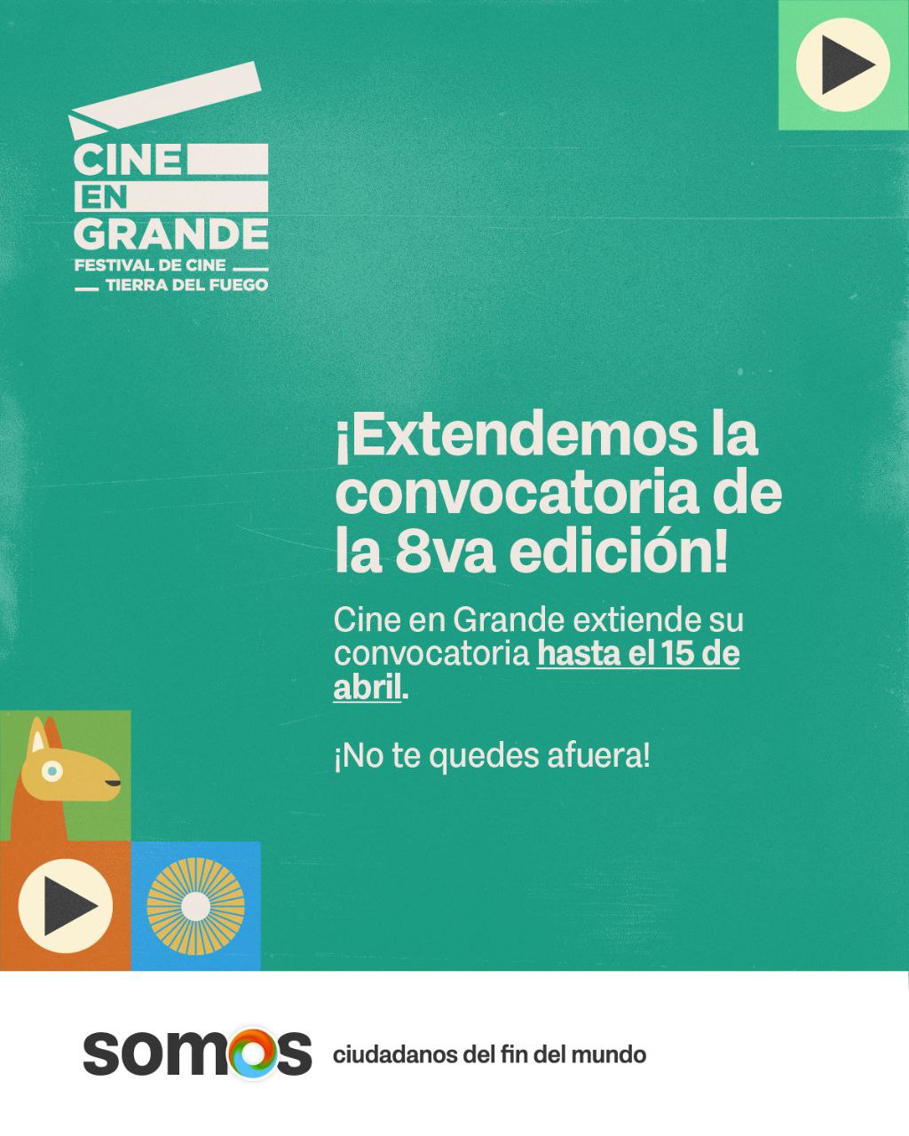 FESTIVAL “CINE EN GRANDE”: SE EXTIENDE LA CONVOCATORIA HASTA EL 15 DE ABRIL