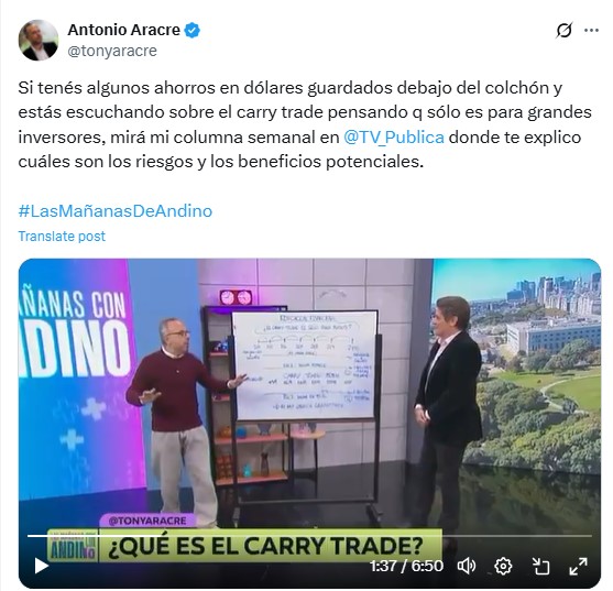 Polémica en la TV Pública: Un exasesor de Alberto Fernández enseña «bicicleta financiera» en plena crisis