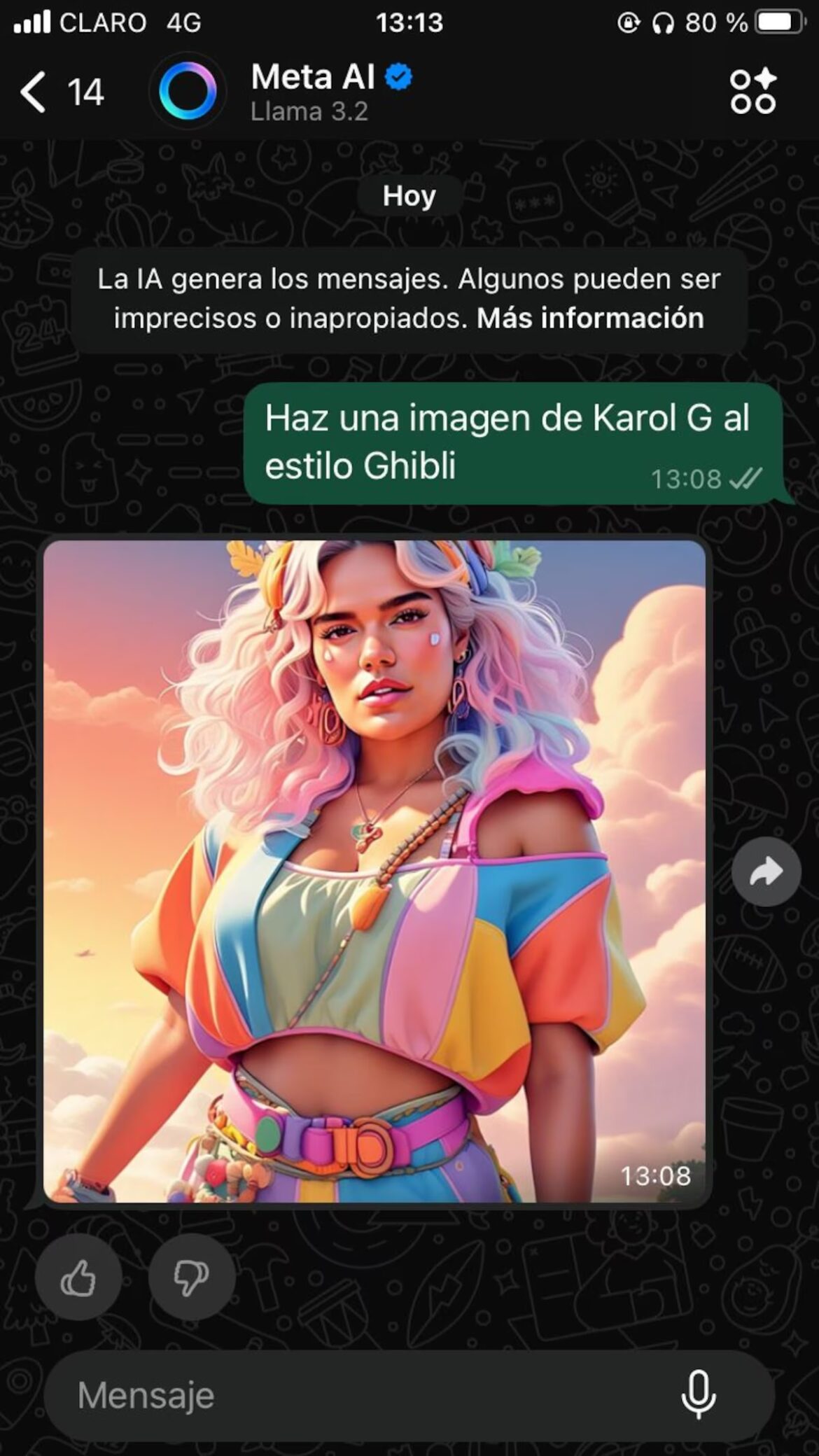 WhatsApp ahora permite crear imágenes al estilo Ghibli con inteligencia artificial