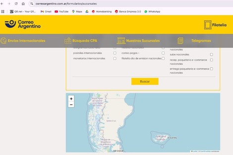 Polémica en Correo Argentino por denominación británica en mapa de las Malvinas