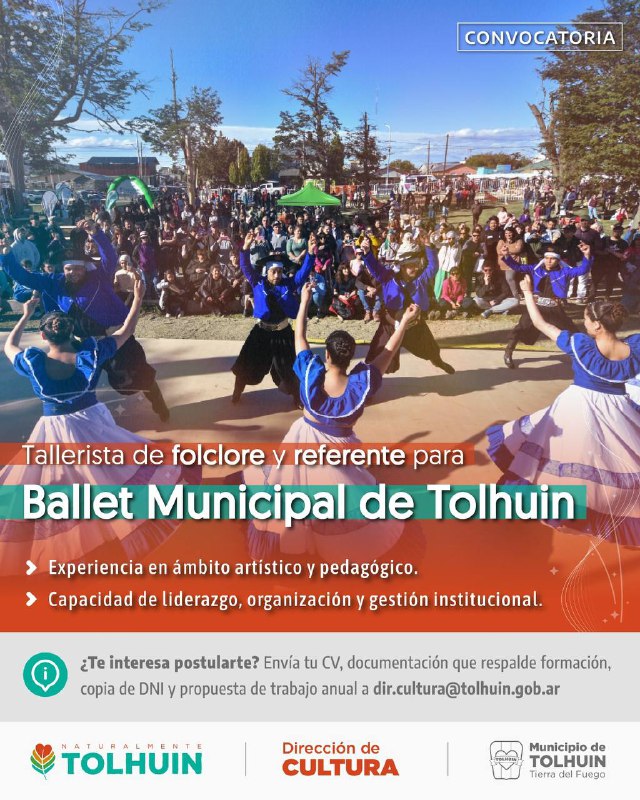 El Municipio de Tolhuin abrió convocatoria para Tallerista de Folclore y Referente del Ballet Municipal