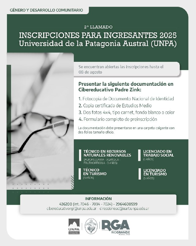 ESTÁN ABIERTAS LAS INSCRIPCIONES PARA LAS CARRERAS DE LA UNIVERSIDAD NACIONAL DE LA PATAGONIA