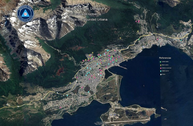 La Municipalidad De Ushuaia Informó Más De 60 Intervenciones Por El Temporal De Viento En Cinco Horas