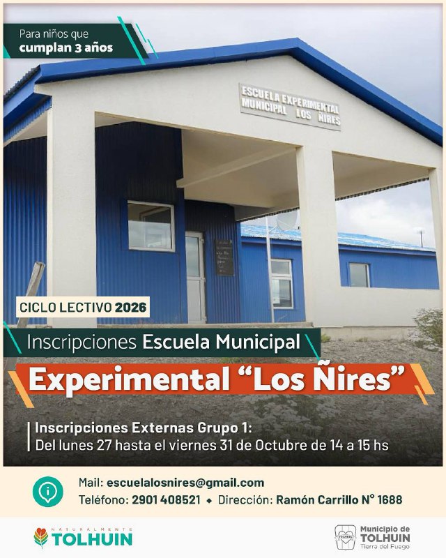 La Escuela Experimental Municipal “Los Ñires” abrió las inscripciones para el ciclo lectivo 2026 en Tolhuin