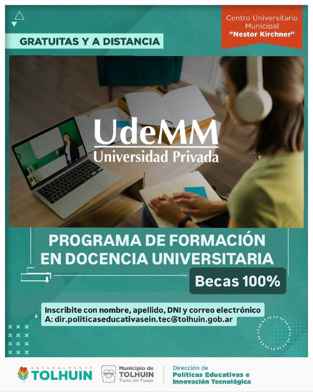 El Municipio de Tolhuin lanza becas para el programa de formación en docencia universitaria