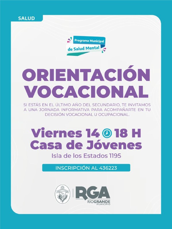 ESTE VIERNES SE REALIZARÁ UNA NUEVA JORNADA DE ORIENTACIÓN VOCACIONAL PARA ESTUDIANTES SECUNDARIOS