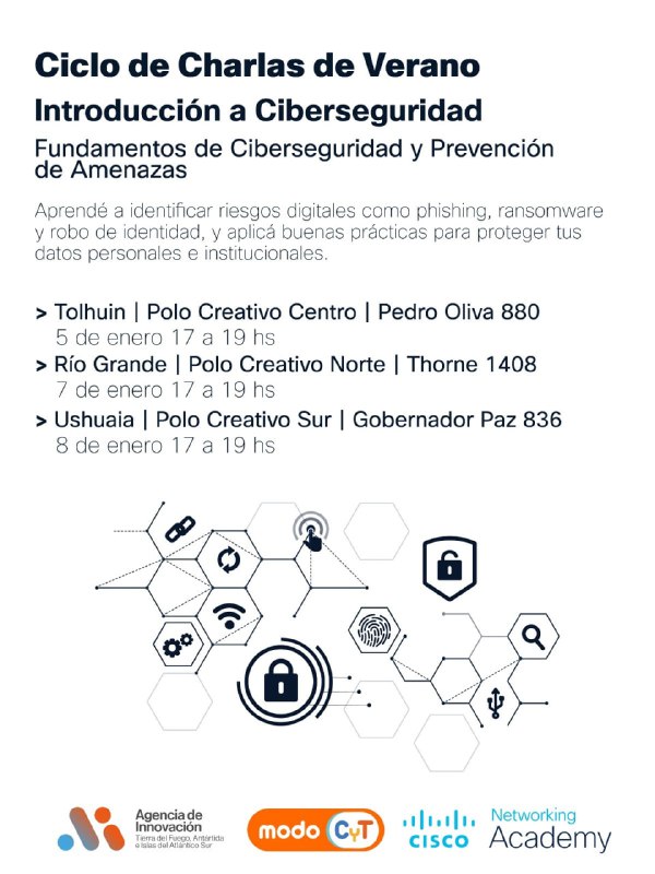 INSCRIPCIONES ABIERTAS AL CICLO DE CHARLAS EN INTRODUCCIÓN A LA CIBERSEGURIDAD