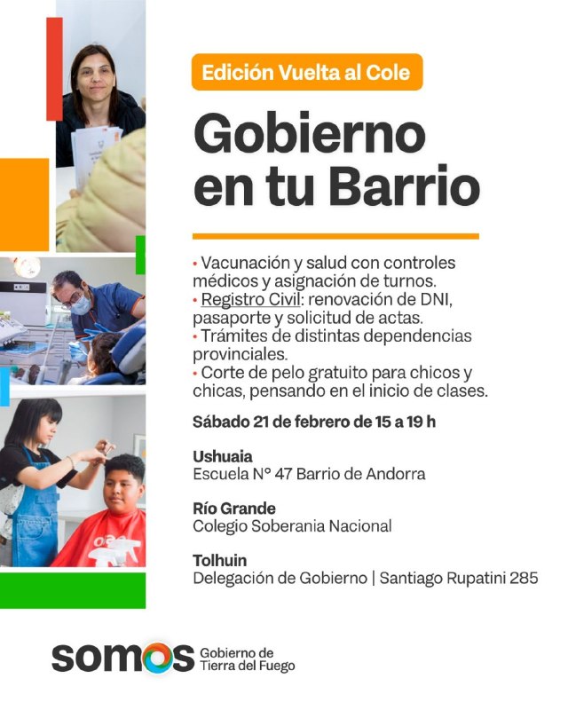 “GOBIERNO EN TU BARRIO” LLEGA ESTE SÁBADO A TOLHUIN, RÍO GRANDE Y USHUAIA