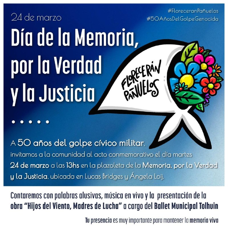 Tolhuin se prepara para el Día de la Memoria con actividades culturales y comunitarias