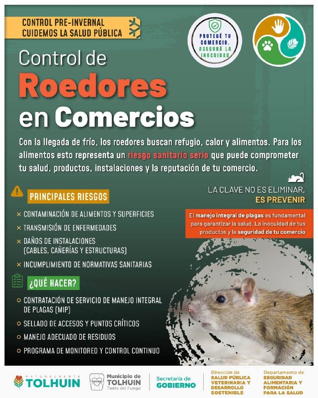 El Municipio refuerza recomendaciones para el control de roedores en comercios durante el invierno