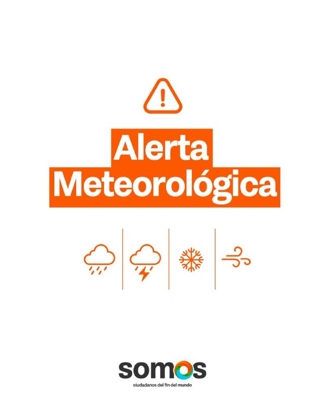 ALERTA AMARILLA POR LLUVIAS INTENSAS A PARTIR DE LA MEDIANOCHE DEL SÁBADO