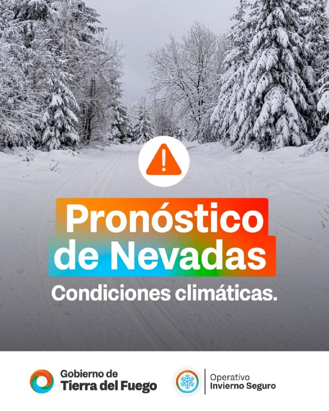 ALERTA AMARILLA POR NEVADAS Y VIENTOS PARA ESTE MIÉRCOLES EN TIERRA DEL FUEGO