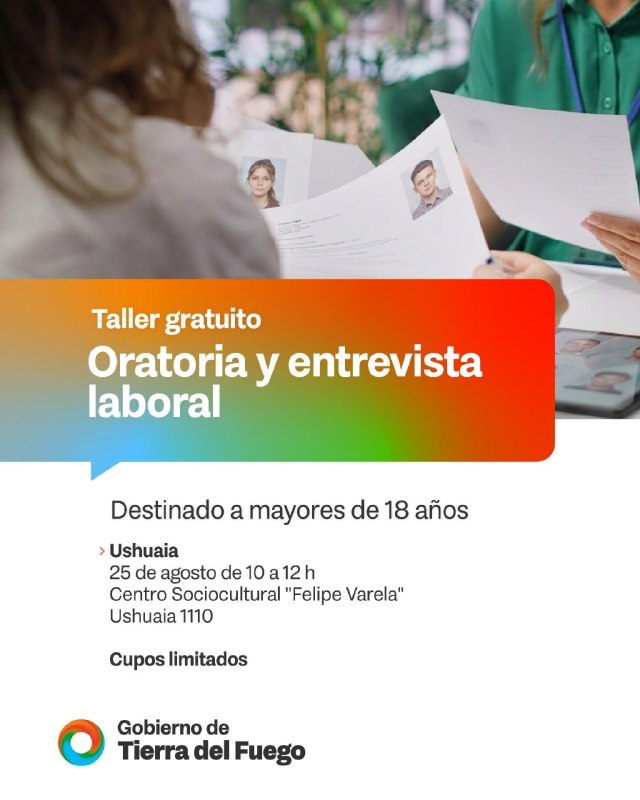 SE REALIZARÁ UNA NUEVA EDICIÓN DEL TALLER GRATUITO DE ORATORIA Y ENTREVISTA LABORAL