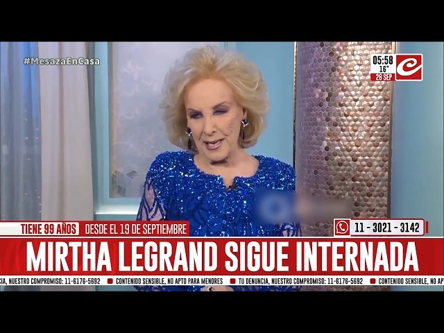 Mirtha Legrand evoluciona favorablemente y finalizó su tratamiento antibiótico, según el último parte médico