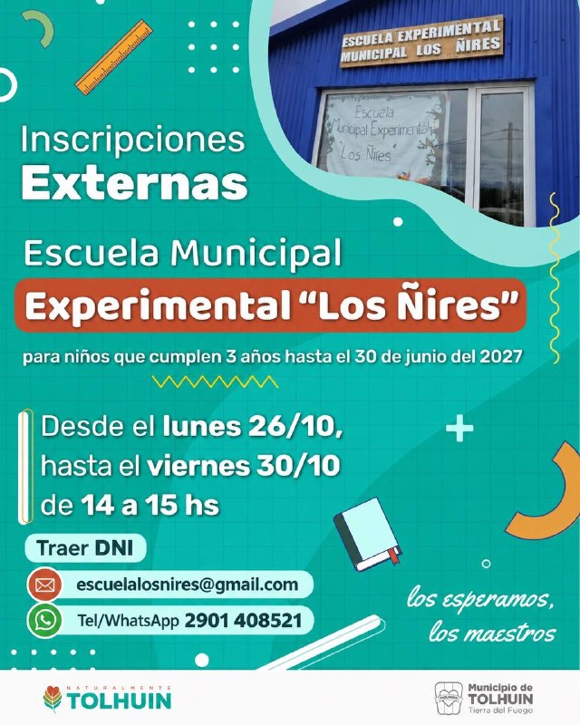 La Escuela Municipal Experimental “Los Ñires” abre las inscripciones externas para el ciclo lectivo 2027