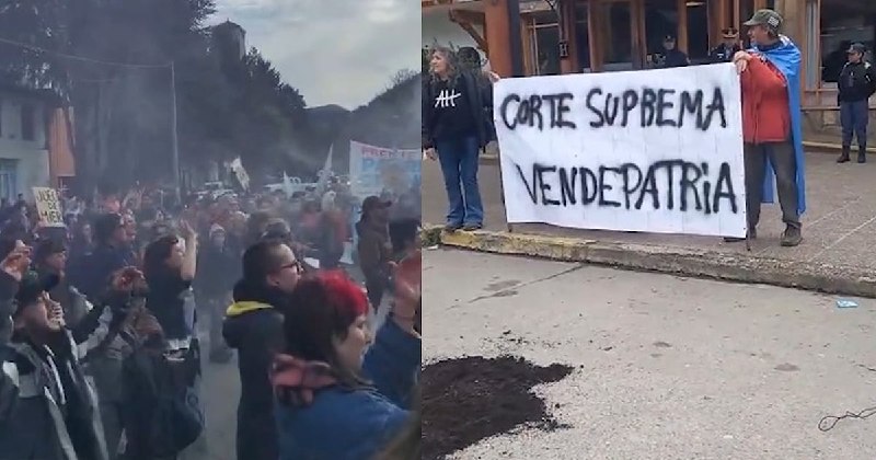 Repudio en San Martín de los Andes: la Corte Suprema fue recibida con protestas por el fallo que habilita la extranjerización de tierras